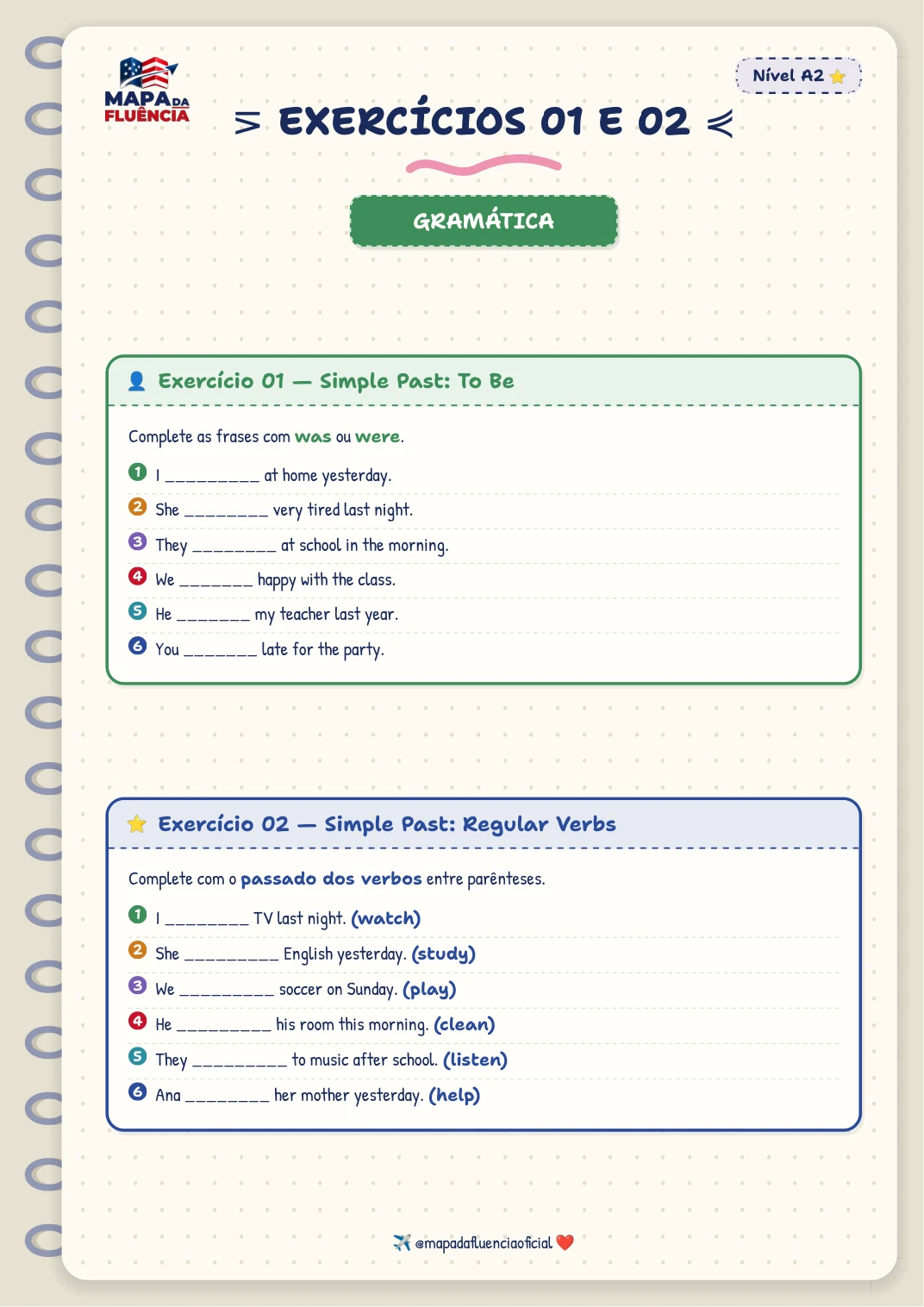A2: Simple Past: To Be + Simple Past: Regular Verbs