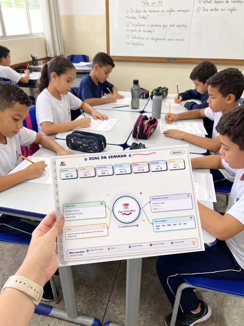 Mockup ilustrativo: Mapa A1 em sala de aula